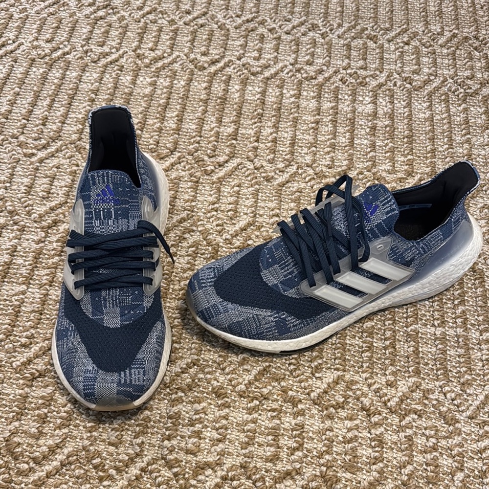adidas Men’s Ultraboost Navy Blue and Gray Athletic Running Shoes